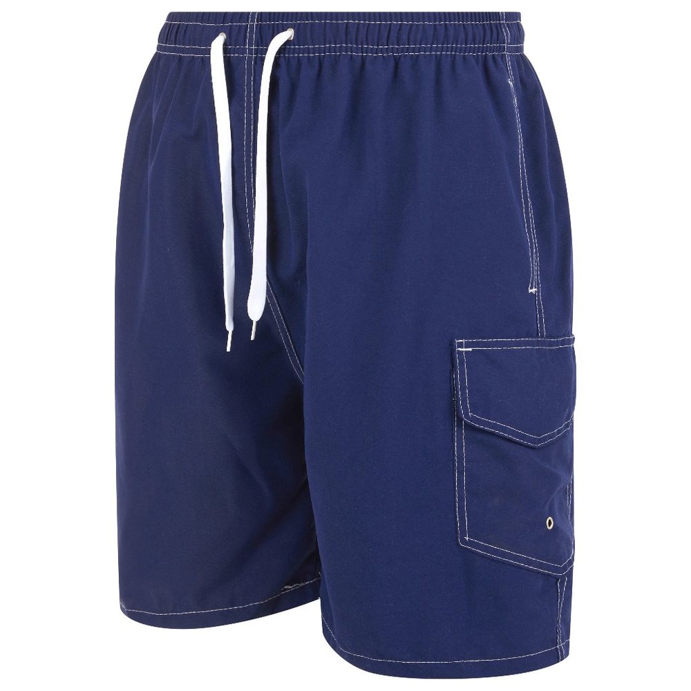 Men Swim Shorts, Swimming Trunks, 3 Pocket Cargo Swimwear, Navy - Picture 2 of 8